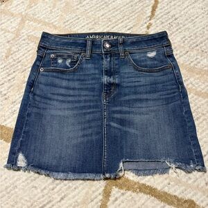 American Eagle Outfitters Distressed Blue Mini Skirt